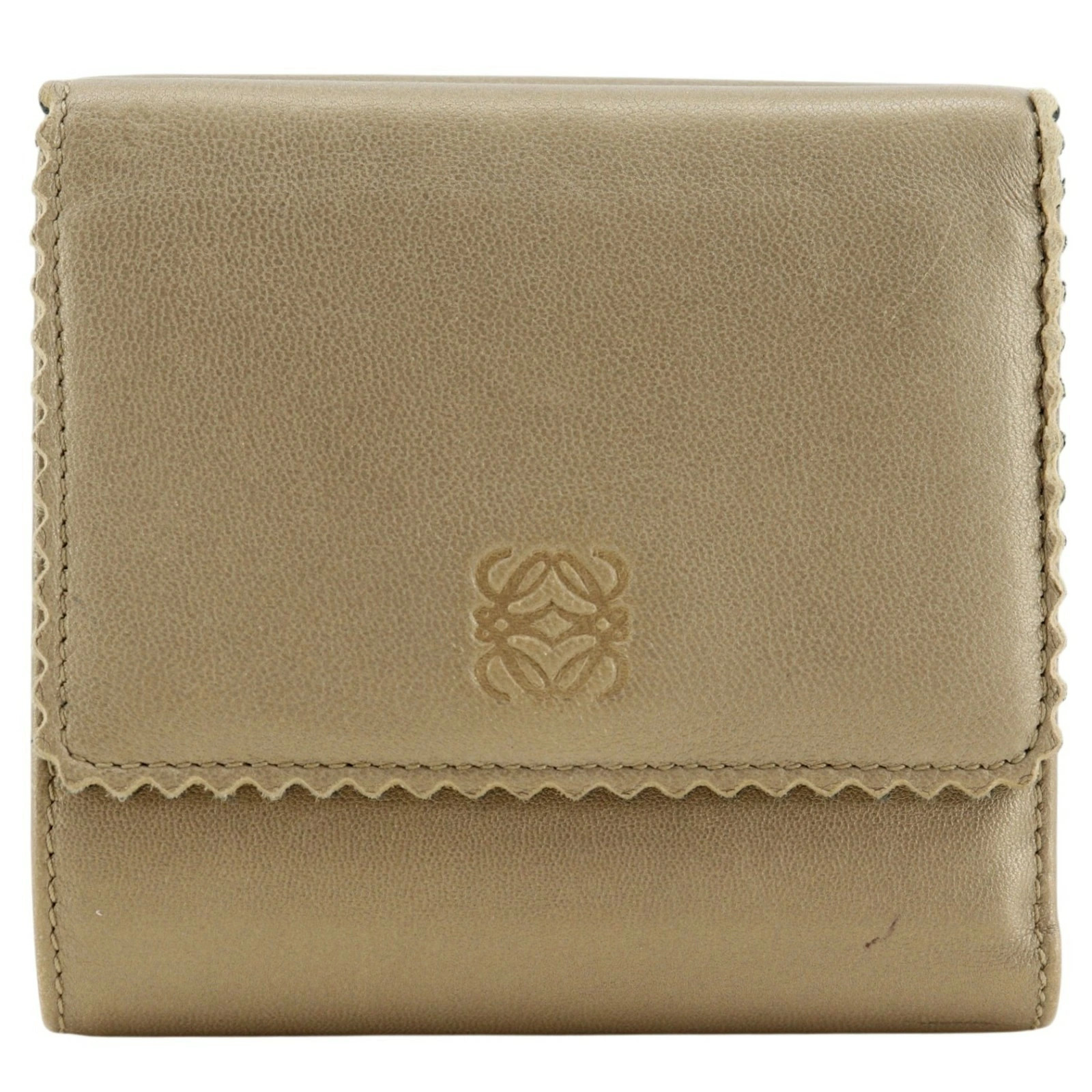 Loewe Anagram Bi Fold Wallet Leather Gold